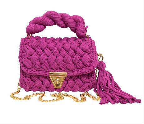 HyunA same style finished hand-woven cloth bag women's crossbody bag chain