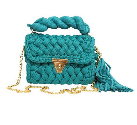 HyunA same style finished hand-woven cloth bag women's crossbody bag chain