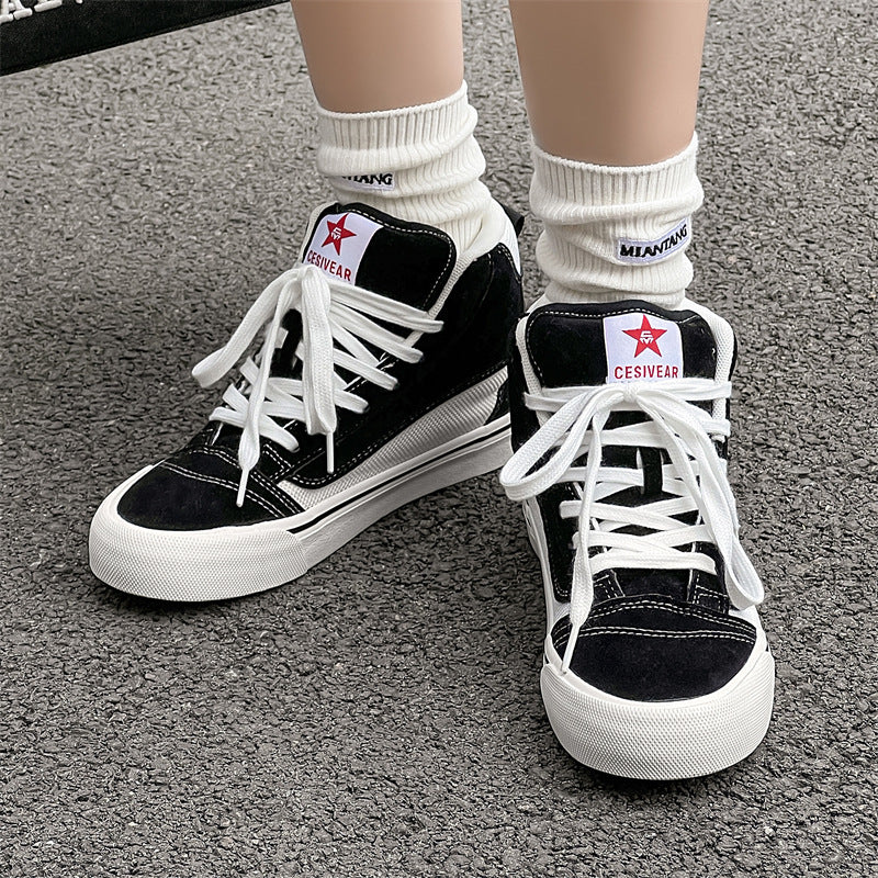 Design inspired canvas shoes for both male and female students, Ins trendy and versatile Hong Kong style casual board shoes