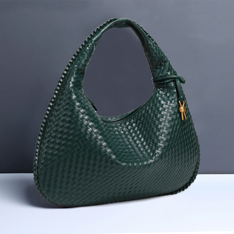 Crescent shaped women's bag hand woven hand-held dumpling bag fashionable single shoulder armpit bag