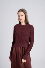 Cableknit Sweater Satin Jumper