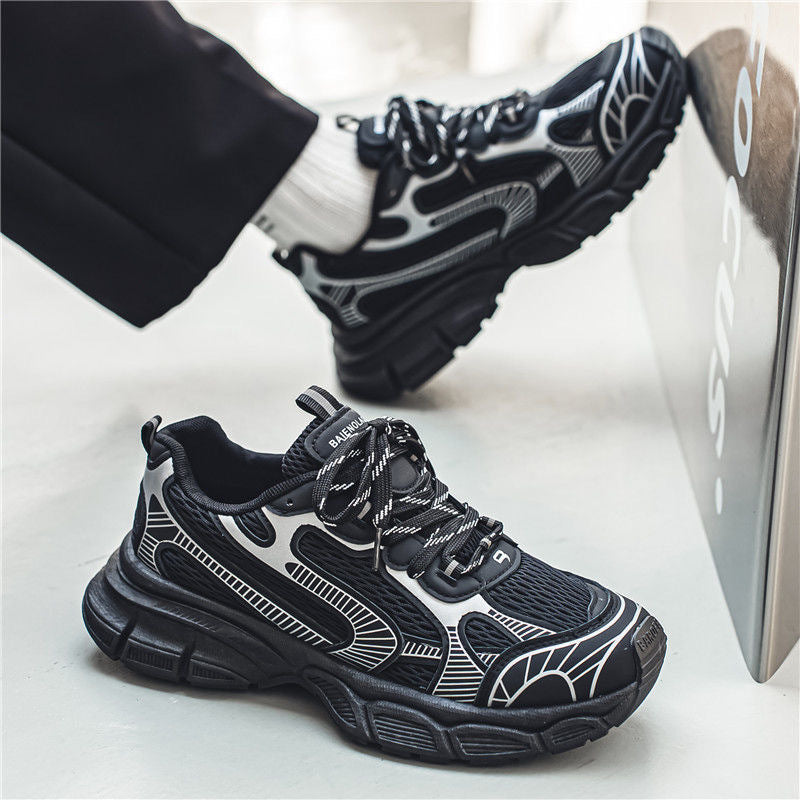 Breathable mesh sports shoes for men versatile thick soled casual running dad shoes for men