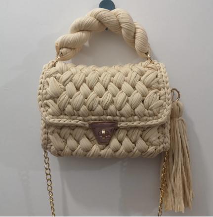 HyunA same style finished hand-woven cloth bag women's crossbody bag chain