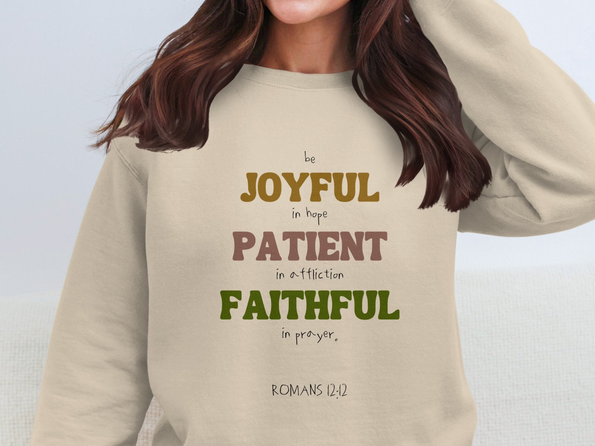 "Be Joyful, Patient, Faithful...Rom.12:12" Shirt- Ladies' Apparel