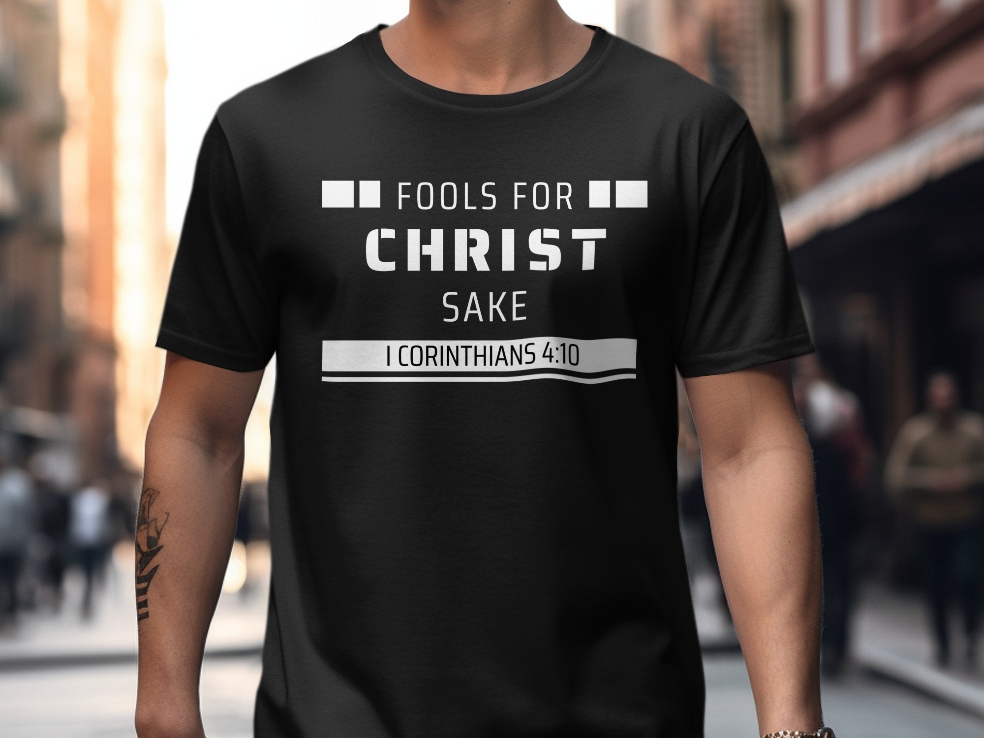 "Fools for Christ...1 Cor.4:10" Black Shirt-Men's Apparel