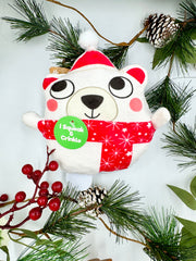 Christmas Squeaky Crinkle Animal Plush Polar Bear Dog Toy