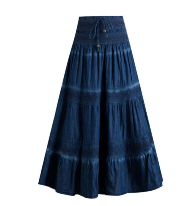 Denim Tiered Skirt