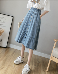 Denim Button Skirt