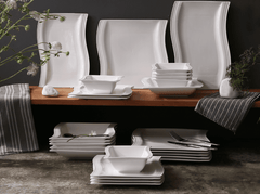 6 Person Porcelain Square Dinner Set