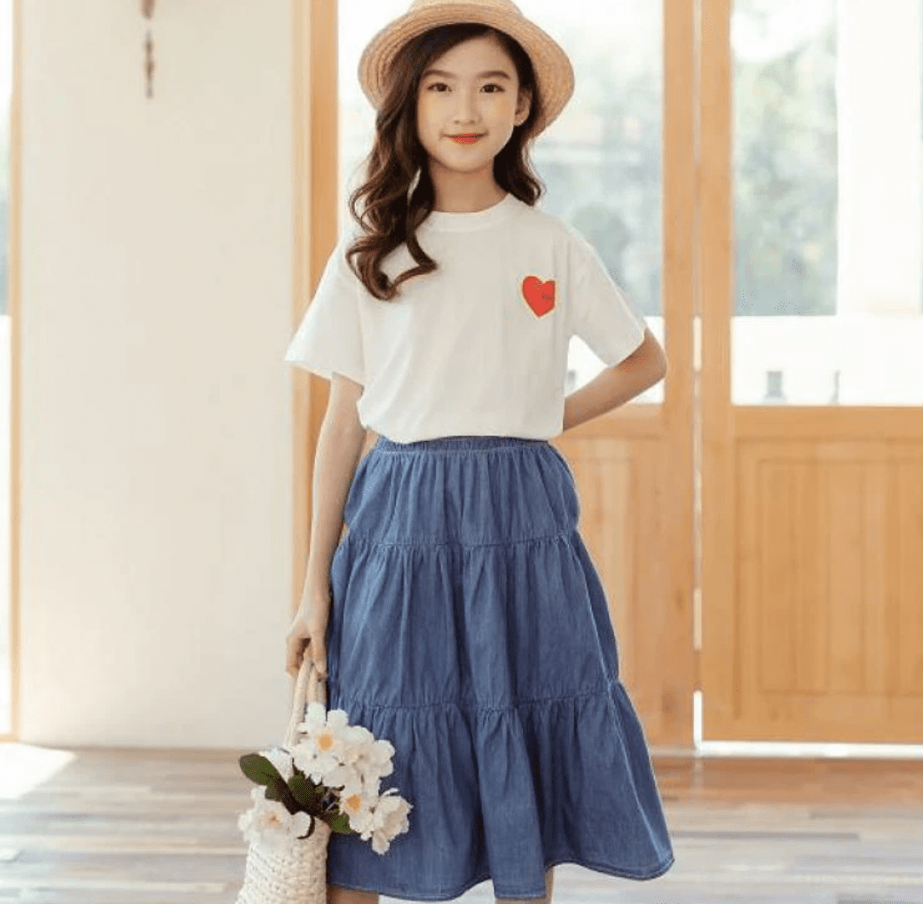 Denim Ruffle Skirt