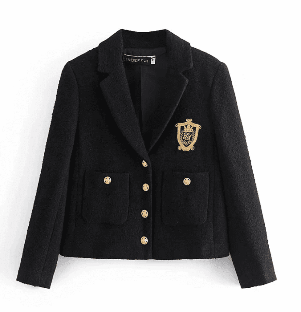 Black Embroidery Blazer