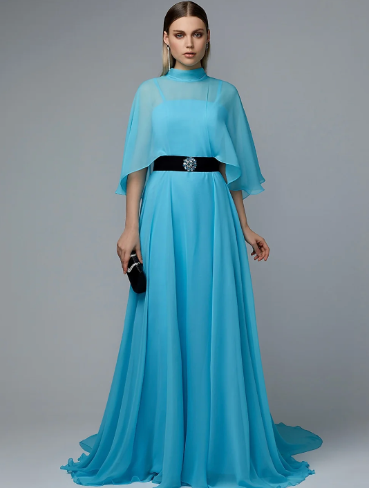 Chiffon Cape Gown