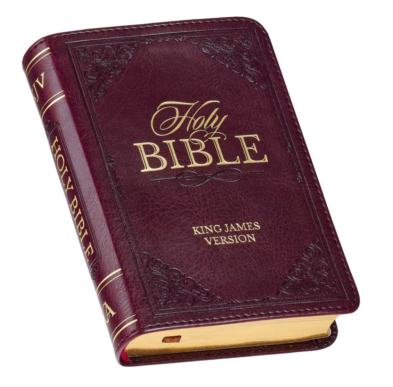 Bible-Burgundy Faux Leather King James Version Pocket Bible