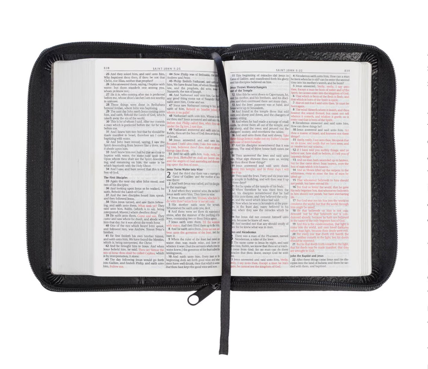 Bible-Black Faux Leather Compact King James Version Bible with Zippered Closure