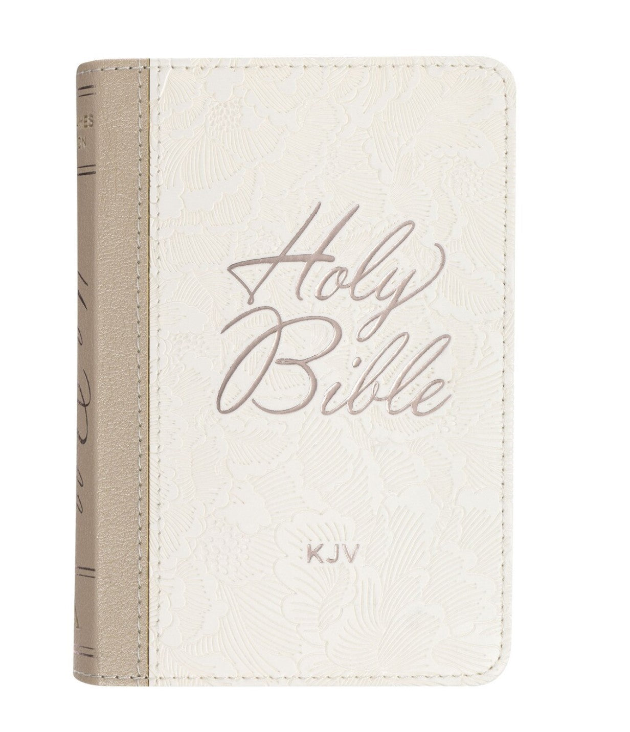 Bible-Pearlized White and Taupe Faux Leather King James Version Pocket Bible