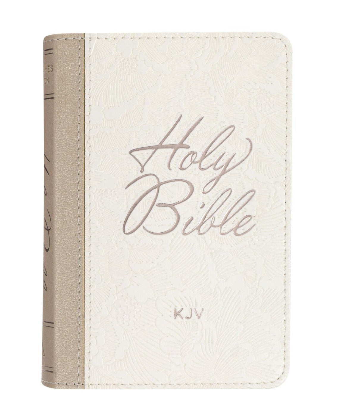 Bible-Pearlized White and Taupe Faux Leather King James Version Pocket Bible