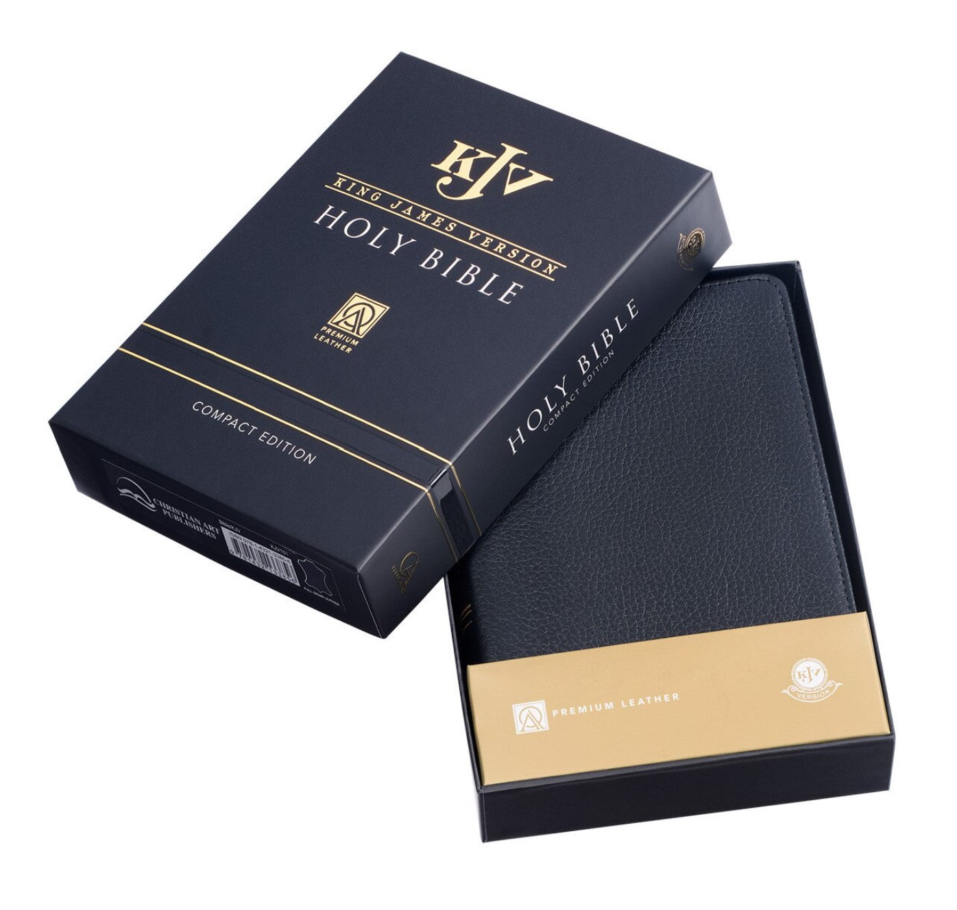 Bible-Black Full Grain Leather Compact King James Version Bible