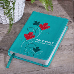 Bible-Turquoise Faux Leather Compact King James Version Bible