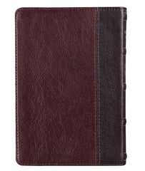 Bible-Merlot & Burgundy Two-tone Full Grain Leather Compact King James Version Bible