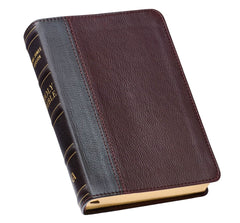 Bible-Merlot & Burgundy Two-tone Full Grain Leather Compact King James Version Bible