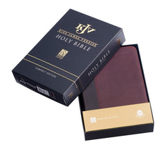 Bible-Merlot & Burgundy Two-tone Full Grain Leather Compact King James Version Bible