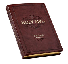 Bible-Burgundy Faux Leather Large Print Thinline King James Version Bible with Thumb Index