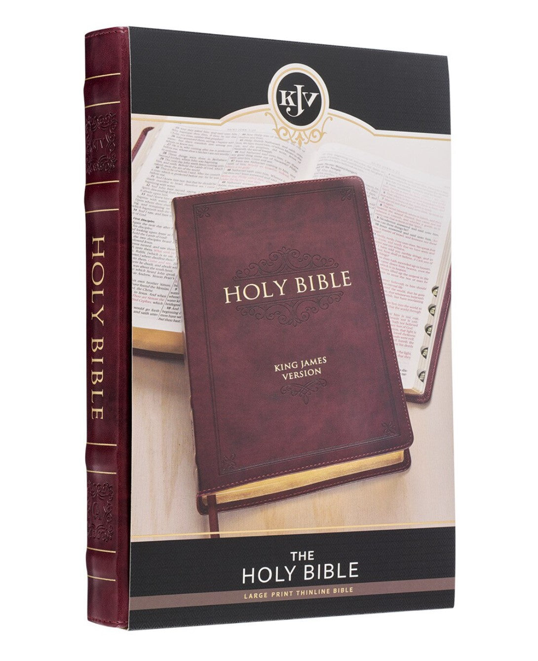 Bible-Burgundy Faux Leather Large Print Thinline King James Version Bible with Thumb Index