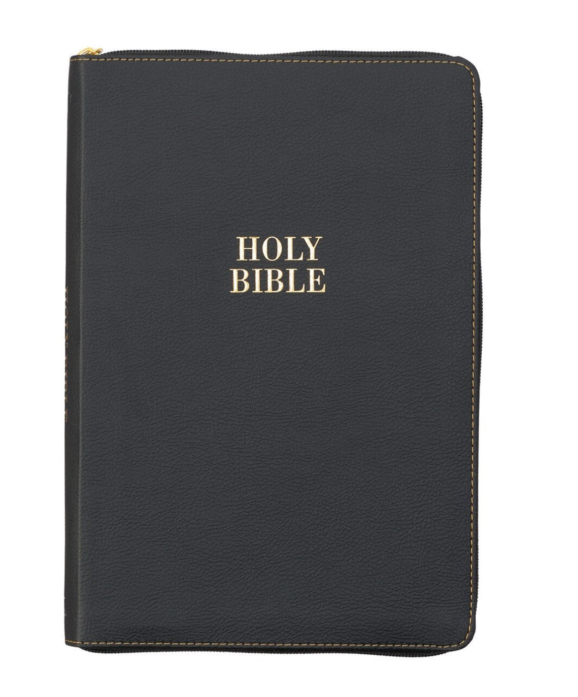 Bible-Black Faux Leather Large Print Thinline KJV Bible with Thumb Index and Zippered Closure