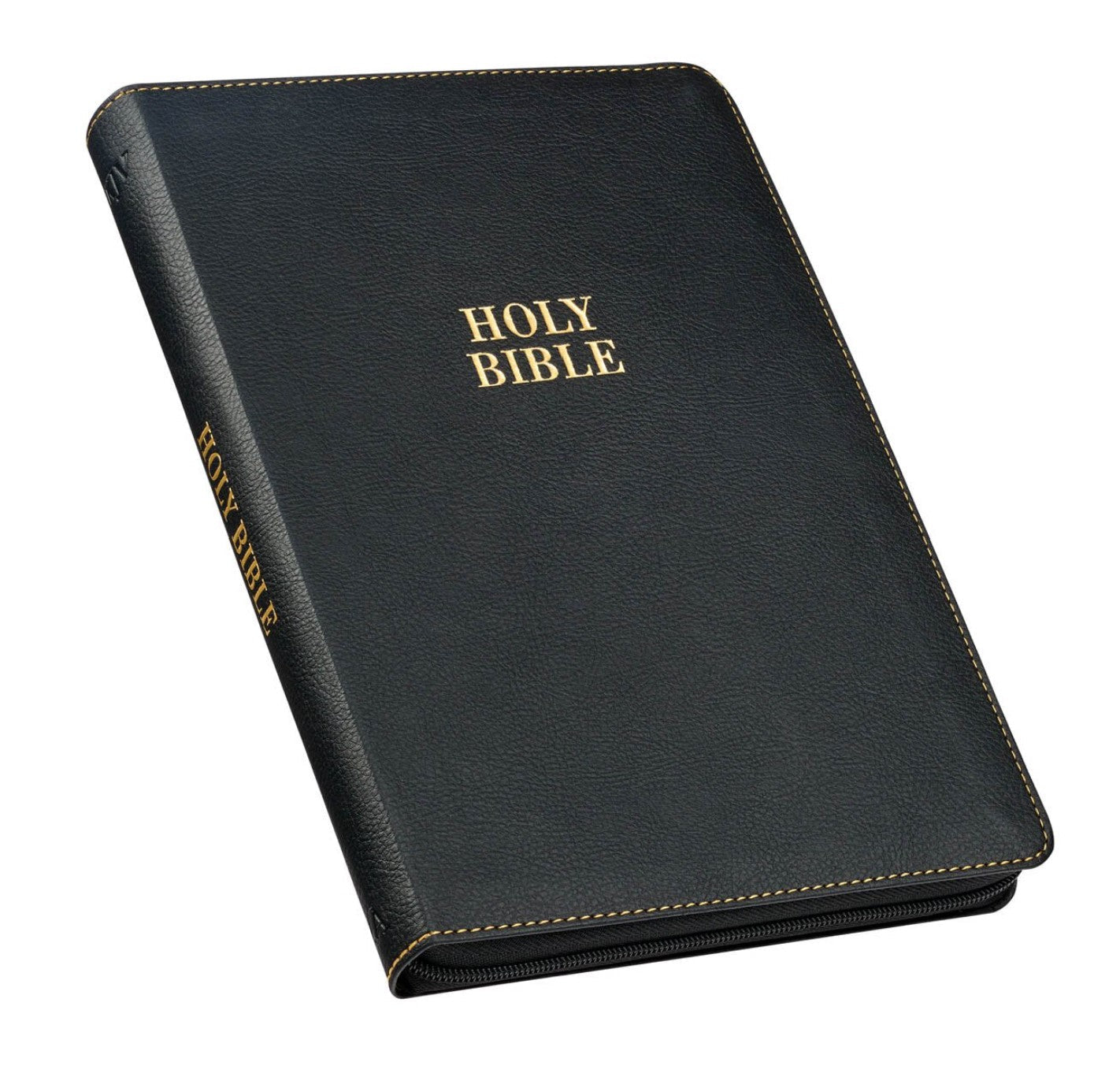 Bible-Black Faux Leather Large Print Thinline KJV Bible with Thumb Index and Zippered Closure