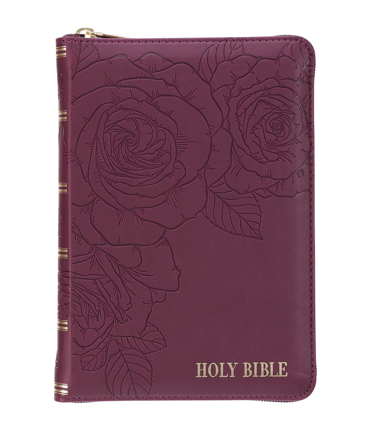 Bible-Maroon Faux Leather Compact King James Version Bible with Zipper Closure