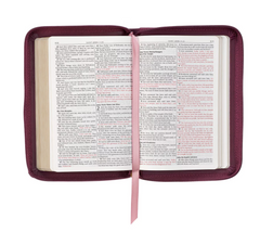 Bible-Maroon Faux Leather Compact King James Version Bible with Zipper Closure