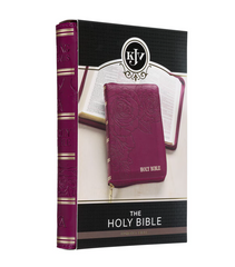 Bible-Maroon Faux Leather Compact King James Version Bible with Zipper Closure