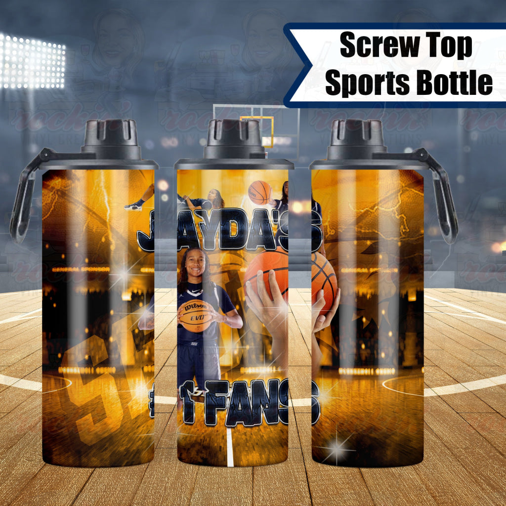 Basketball Water Bottle | Rockin Vinyl Creations Screw Top` Drinkware