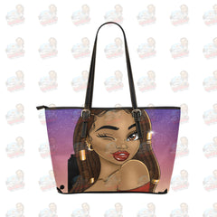 Tote Leather Tote Bag/Large (Model 1651) | Rockin' Vinyl Creations