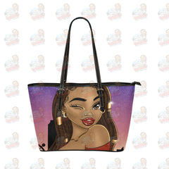 Tote Leather Tote Bag/Large (Model 1651) | Rockin' Vinyl Creations